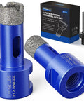 Heavy Duty 2 Pack 5/8 Inch Diamond Hole Saw And Vacuum Brazed Wet Dry Core Bit For Porcelain Tile with blue drill bits.