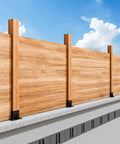 Heavy Duty 4x4 Post Brackets For Wood Posts 4 Pieces DIY Post Base Kit Easy Install with powder-coated steel bases on a wooden fence