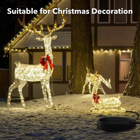 6ft Indoor Outdoor Extension Cord 16 Gauge 3 Conductor SJTW, 2 Pack, Black, 3 Prong, in snow lighting up Christmas decor