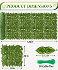 Product dimensions of Artificial Ivy Privacy Fence Screen Set 120 By 40 Inches With 12 Pack 20 By 20 Inch Panels Vented Base Grid