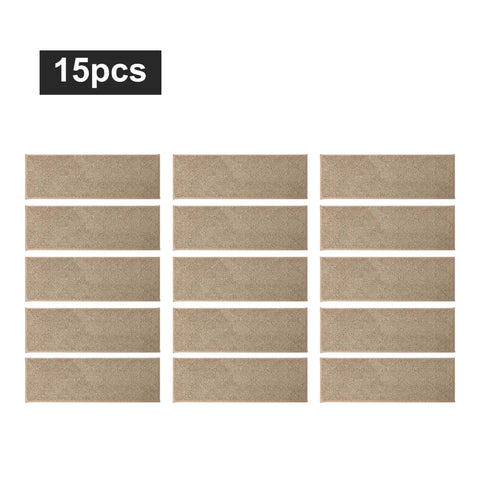 Non Slip Stair Treads For Wood Steps 28x9 Inch Beige 15-Pack Indoor Runner Mats With TPE Backing, shown in grid layout