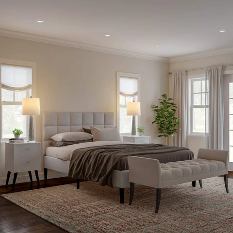 Elegant bedroom with Set Of 2 30 Inch Table Lamps With Hammered Glass Bases, Modern Silver Finish on bedside tables