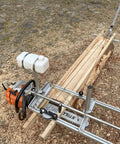 Chainsaw Mill Winch Kit With Lever Arm for smooth lumber milling on a log, includes winch kit and four tree felling wedges.