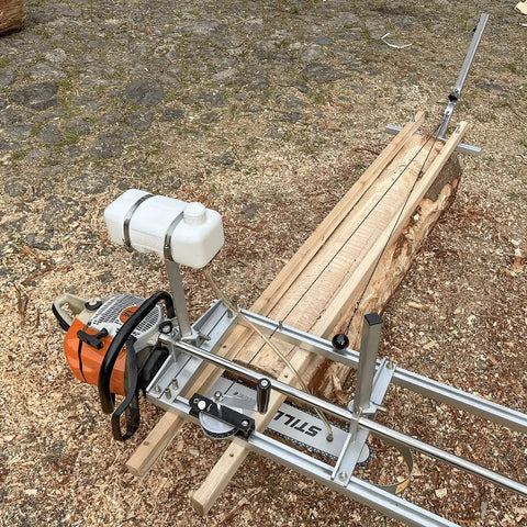 Chainsaw Mill Winch Kit With Lever Arm for smooth lumber milling on a log, includes winch kit and four tree felling wedges.