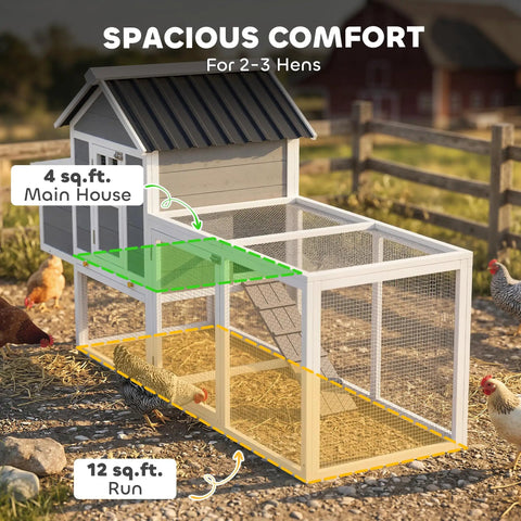 82 Inch Wooden Chicken Coop For 2 To 3 Hens Backyard Hen House With Nesting Box Pull On Tray Ramp And Roosting Bars Large Run Space