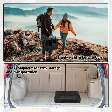 Lightweight Mesh Camping Table With Adjustable Height for easy transport and storage, folded in car trunk, outdoor picnic accessory
