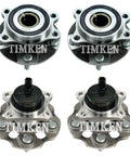 Front And Rear Wheel Bearing And Hub Assembly Kit For Toyota Prius V FWD 4 Piece Set Including Front And Rear Hub Bearings