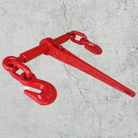 Two Pack Ratchet Load Binder With Grab Hooks For 1/2 To 5/8 Grade 70 Transport Chain, Heavy Duty Tie Down Tool