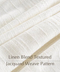 Close-up of Natural Linen Curtains With Jacquard Waffle Weave texture, showing detailed fabric pattern for living room use.