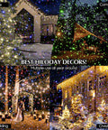 Collage showing Galaxy Star Projector 5 In 1 With Bluetooth Speaker Remote Timer White Noise 14 Color LED for various decor uses.