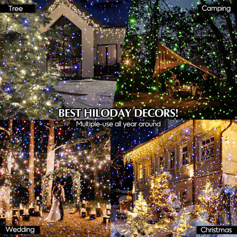 Collage showing Galaxy Star Projector 5 In 1 With Bluetooth Speaker Remote Timer White Noise 14 Color LED for various decor uses.
