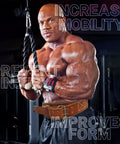 Premium Genuine Leather Weightlifting Belt 6 Inch Wide Quick Lock Double Prong Buckle on muscular athlete during workout.