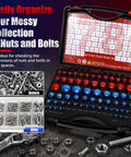 78 Piece Nut And Bolt Thread Checker Set Featuring 41 Sae And 37 Metric Threads organized in black case with labeled gauges.