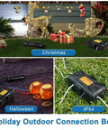 Medium Weatherproof Electrical Box For Rock Solid Power Strip Guard And Extension Cord Tidy Up With Secure Rubber Latches Rain Debris Shutoff Crafted For Backyard Projects used for holiday decorations outdoors, IP54 rated.