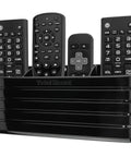 Hole Free Remote Holder Sticks To Wall Without Drilling Keeps 3 To 4 Remotes Handy, No Tools Required, shown with remotes
