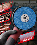 Zirconia Resin Fiber Sanding And Grinding Discs For Angle Grinder 5 Inch By 7 Eighths Inch 24 Grit 25 Pack With Backing Pad
