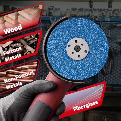 Zirconia Resin Fiber Sanding And Grinding Discs For Angle Grinder 5 Inch By 7 Eighths Inch 24 Grit 25 Pack With Backing Pad