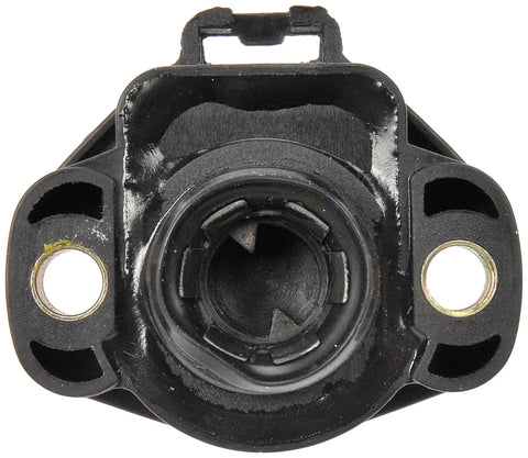 Throttle Position Sensor Replacement Direct Fit For Specified Vehicles No Fuss Durable Build And Reliable OEM Style TPS For Engine Management Replaces Faulty Electrical Sensor On Your Ride. black TPS sensor front view with mounting holes