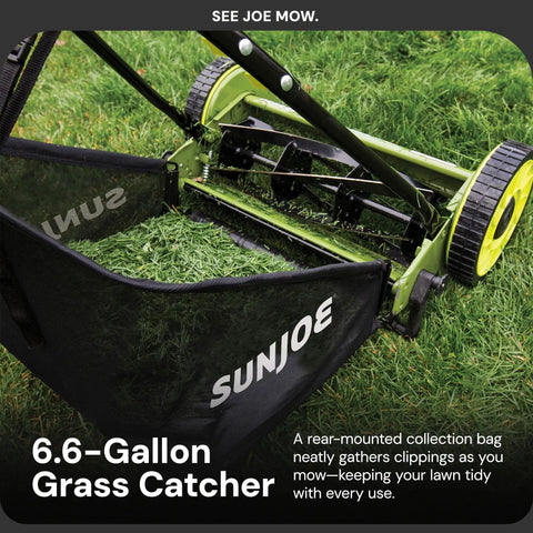 Manual Reel Lawn Mower For Small Yards No Gas With 16 Inch Cutting Width Push Behind Garden Tool with grass catcher