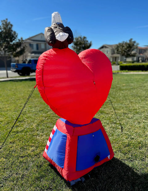 5 Foot Tall Patriotic Inflatable Love Heart With American Flag And Bald Eagle Pre Lit LED Lights Outdoor Indoor Lawn Decor