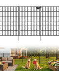 No Dig 10 Panel Decorative Garden Fence With Gate For Yard Patio And Flower Beds Rustproof Wrought Iron Dog Fence Outdoor Barrier