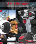 20V Cordless Compact Impact Wrench Kit with 1/2 Inch and 1/4 Inch Chucks, Brushless Power Wrench, Drill Driver Function, Li-ion Battery