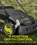 Corded Electric Dethatcher And Scarifier With 12.6 Inch Wide Path And 12 Amp Motor, 8 Gallon Bag, Heavy Duty Lawn Tool AJ801E