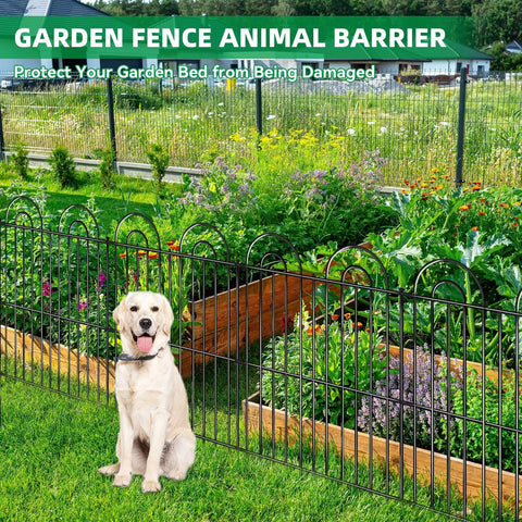 No Dig Decorative Garden Fence Kit With 25 Panels, 32 Inch High By 50 Foot Long, Rustproof Metal Wire Fence For Yard, Dog Barrier