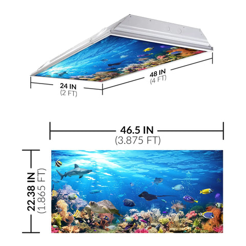 Easy Install Fluorescent Light Cover 2x4 Backlit Film Insert For Classroom Ceiling Lights To Boost Focus, Ocean Color view