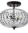 Oil Rubbed Bronze 11.7 Inch 2-Light Iron And Acrylic Crystal Semi-Flush Globe Ceiling Light For Bedroom And Hallway