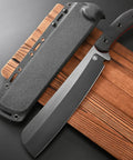 Rugged Fixed Blade Knife With DC53 DLC Coated Nine Point Eight Four Inch Blade Carbon Fiber Handle Full Tang Build Includes Sheath