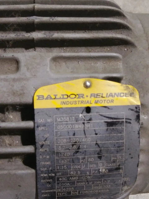 Three Phase Industrial Electric Motor 1740 RPM 60Hz 208 To 230V And 460V, Beefed Up Heavy Duty Used Good Condition Model M3581t