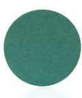 Close-up of Green Corps Hookit Sanding Discs No Hole 5 Inch 40 Plus Grit Pack of 100 for Coating Removal Auto Body Metal Surfaces.