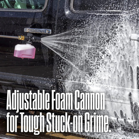 Powerhouse Electric Pressure Washer With 2100 Max PSI And 1.76 Max GPM cleaning car with detachable foam cannon