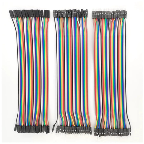 Colorful 20cm Dupont cables from All In One Arduino Starter Kit For DIY Makers With Three 830 Tie Point Breadboards 600 Resistors 200 LEDs