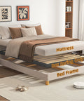 Twin Size Sag Proof Box Spring With Smooth Wooden Slats And Soft Rounded Corners in a bed frame, showcasing support design.
