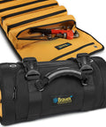 Heavy Duty Roll Up Tool Bag With Kevlar Stitches And YKK Zipper, 1200D Ballistic Nylon Tool Roll Organizer unrolled and folded