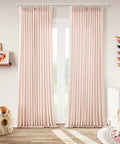 Light Pink Linen Curtains 108 Inch Long, 2 Panels, Pinch Pleat, Semi Sheer Light Filtering For Nursery Baby Girls Bedroom, Dusty Blush Drapes