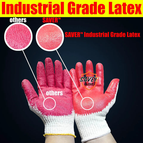 Red Work Gloves Pack Of 300 Touch Screen Ready Latex Palm Coated Nitrile Safety Gloves For Home Garden And DIY Use comparison