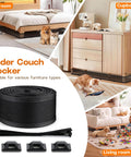 Adjustable Under Couch Blocker For Pets Smooth Sliding Barrier to catch toys under beds and furniture with breathable black fabric.