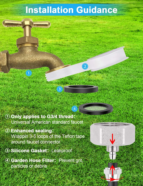 Installation steps for Outdoor Patio Misting Kit With 63 Feet Of Line, 21 Brass Nozzles, And Brass Adapter Three Quarter Inch Detachable Cooling System