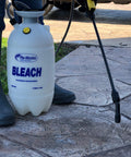1.5 Gallon Bleach Sprayer Handheld Chemical Sprayer With Viton Seals used outdoors with cleaning wand on stone surface