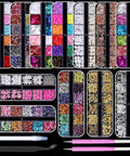 Glam Up Your Nails With This All In One Nail Art Kit Featuring Colorful Rhinestones, Pearls, Flowers, Beads, Studs, and Tools.