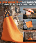 Super absorbent microfiber towel from 7 Piece Fishing Tool Kit with Rechargeable 65Lb Digital Fish Scale, Lip Grip and Tape Measure.