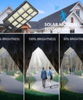 Badass Durable Solar Street Light Waterproof Outside With Next Level Motion Sensor Day To Night Auto Switch, showing brightness levels.