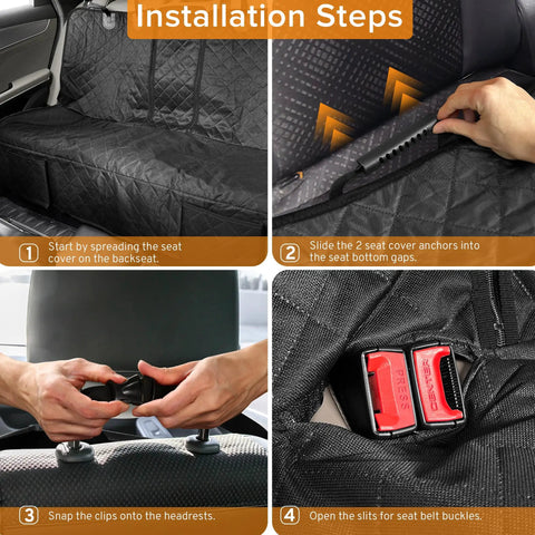 Dog Car Seat Cover For Mazda Back Seat Fits CX50 CX5 CX30 SUVs Waterproof Non Slip Easy Clean Installation Steps