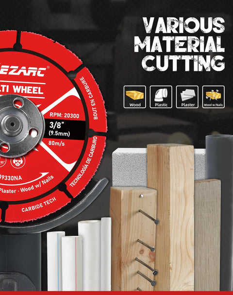 EZARC 3-inch carbide cut-off wheel for angle grinder; wood, nails, laminate, plastic, plaster; 2-pack