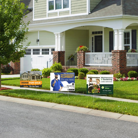Custom Yard Sign Double Sided Lawn Sign 18x24 Inches 2 Pack Personalize With Text And Logo For Business Yard Displayed