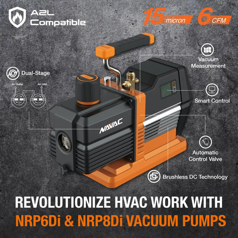 Professional Grade Smart Vacuum Pump For HVAC Systems Featuring Built In Digital Micron Gauge And 6 Cfm Flow Rate With Two Year Warranty For Total No Sweat Operation