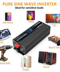 4000W Pure Sine Wave Power Inverter 12V To 110V And 120V AC With Remote featuring appliances compatibility